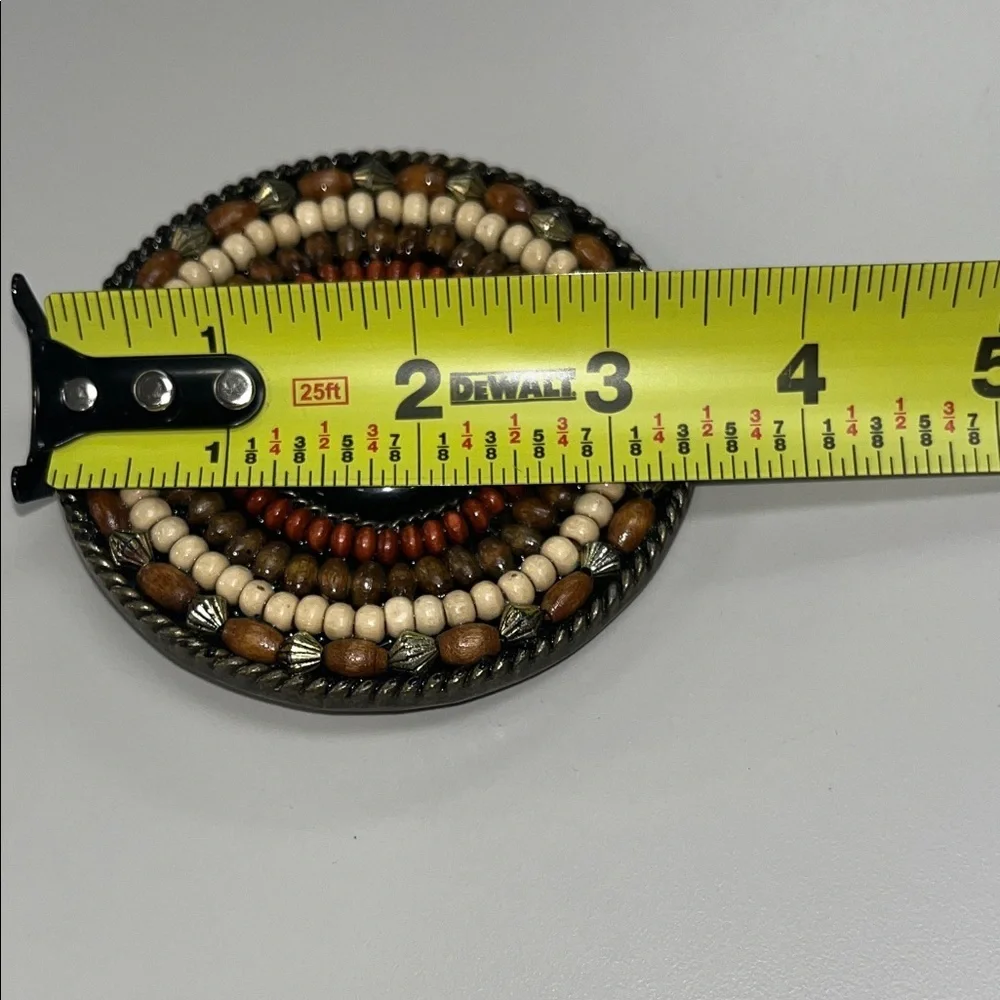 Source Unknown Multicolor Earthy Beaded Belt Buckle